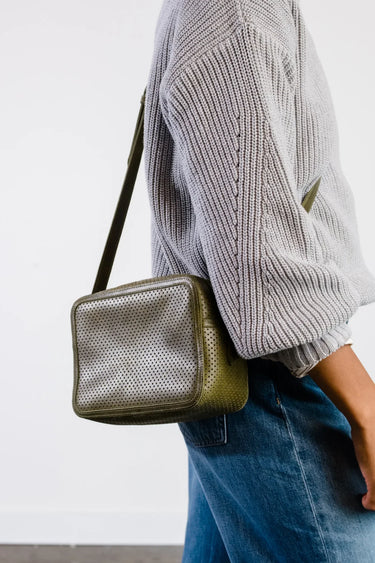 Medium Perforated Zipper Crossbody